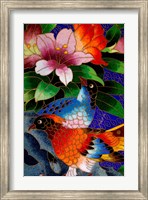 Framed Bird Cloisonne Plate, Hand Made with Tiny Copper Wires and Powered Enamel, China