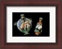 Framed Hand Painted Snuff Bottles with Jade Tops and Horse Globe, Chinese Handicrafts, China