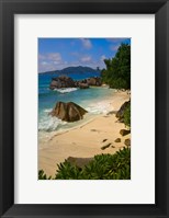 Framed Coastal View of La Digue Island, Seychelles
