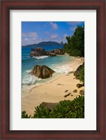 Framed Coastal View of La Digue Island, Seychelles