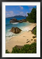 Framed Coastal View of La Digue Island, Seychelles