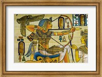Framed Egypt, hand painted papyrus hunting scene