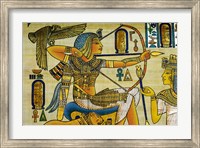 Framed Egypt, hand painted papyrus hunting scene