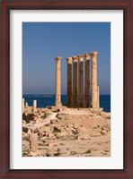 Framed Ancient Architecture with sea in the background, Sabratha Roman site, Libya