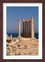 Framed Ancient Architecture with sea in the background, Sabratha Roman site, Libya