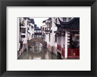 Framed Canal Seperates White Ming Buildings, Suzhoul, Jiangsu, China