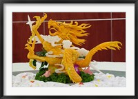 Framed Dragon carved from pumpkin, Yellow Mountain, China