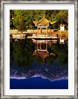 Framed Cangshan Mountains and Park Pavilion, Dali, Yunnan, China