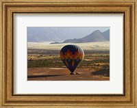 Framed Aerial view of Hot air balloon landing, Namib Desert, Namibia