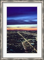 Framed Aerial Night View of Chicago, Illinois, USA