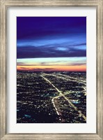 Framed Aerial Night View of Chicago, Illinois, USA
