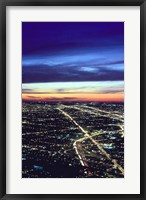 Framed Aerial Night View of Chicago, Illinois, USA