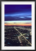 Framed Aerial Night View of Chicago, Illinois, USA