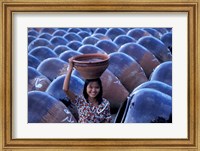 Framed Girl with Pottery Jars, Myanmar