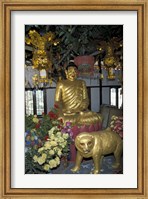 Framed Gold Tiger and Bhuddha Sculpture at the Golden Temple, China