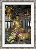 Framed Gold Tiger and Bhuddha Sculpture at the Golden Temple, China