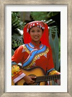 Framed Ethnic Dancer Playing Guitar, Kunming, Yunnan Province, China