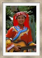 Framed Ethnic Dancer Playing Guitar, Kunming, Yunnan Province, China