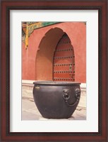 Framed Fire Kettle by Doorway of the Palace Museum, Beijing, China