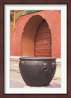 Framed Fire Kettle by Doorway of the Palace Museum, Beijing, China