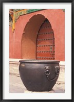 Framed Fire Kettle by Doorway of the Palace Museum, Beijing, China