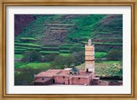 Framed Geometric Tilework on Mosque Minaret, Morocco