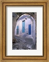 Framed Blue Doors and Whitewashed Wall, Morocco