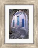 Framed Blue Doors and Whitewashed Wall, Morocco
