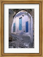 Framed Blue Doors and Whitewashed Wall, Morocco