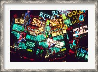 Framed Double exposure, casino signs, Las Vegas, Nevada.