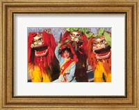 Framed Girl Playing Lion Dance for Chinese New Year, Beijing, China
