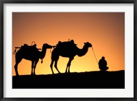 Framed Camel Caravan Silhouette at Dawn, Silk Road, China