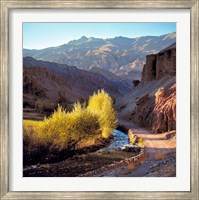Framed Afghanistan, Bamian Valley, Dirt road and stream