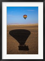 Framed Hot air balloon casting a shadow over Namib Desert, Sesriem, Namibia