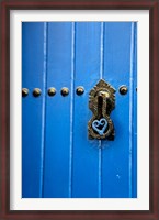 Framed Blue Door of Kasbah of Oudaya, UNESCO World Heritage Site, Rabat, Morocco, Africa