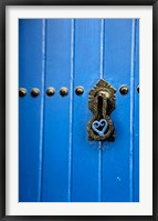 Framed Blue Door of Kasbah of Oudaya, UNESCO World Heritage Site, Rabat, Morocco, Africa