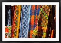 Framed Cloth stall, African curio market, Cape Town, South Africa.
