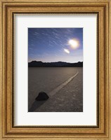 Framed Star trails at the Racetrack Playa in Death Valley National Park, California