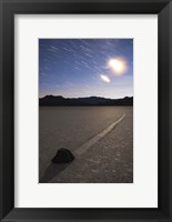 Framed Star trails at the Racetrack Playa in Death Valley National Park, California