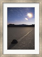 Framed Star trails at the Racetrack Playa in Death Valley National Park, California