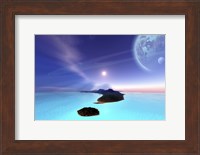 Framed Beautiful cosmic seascape on an alien world