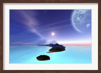 Framed Beautiful cosmic seascape on an alien world