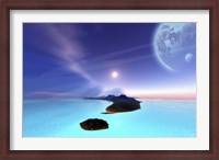 Framed Beautiful cosmic seascape on an alien world