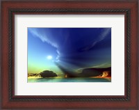 Framed Rays from the sun shine down on this colorful seascape