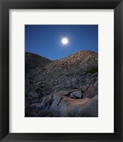 Framed Moonlight illuminates the rugged terrain of Bow Willow Canyon, California