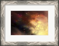 Framed beautiful nebula out in the cosmos with many stars and clouds