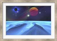 Framed Blue Fog and Mountains on Alien Planet