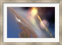 Framed Cosmic image of solar flares hiting the moon