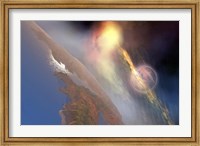 Framed Cosmic image of solar flares hiting the moon