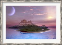 Framed Fantasy seascape of an island